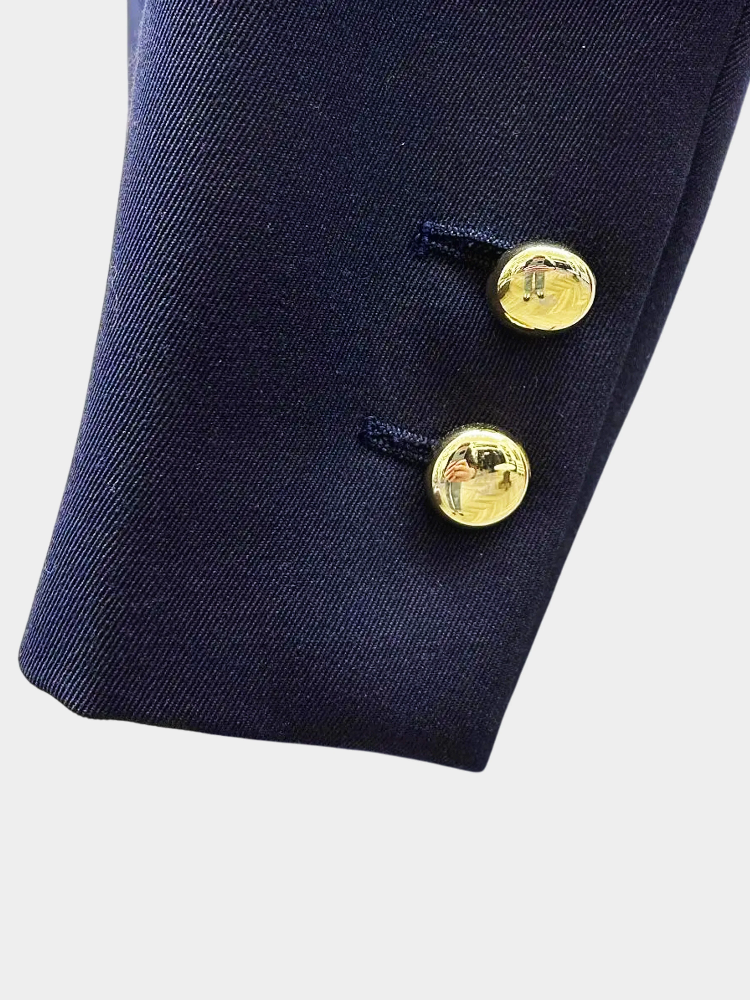 Saint Laurent 2000s Navy Rive Gauche Double Breasted Wool Coat - Image 3