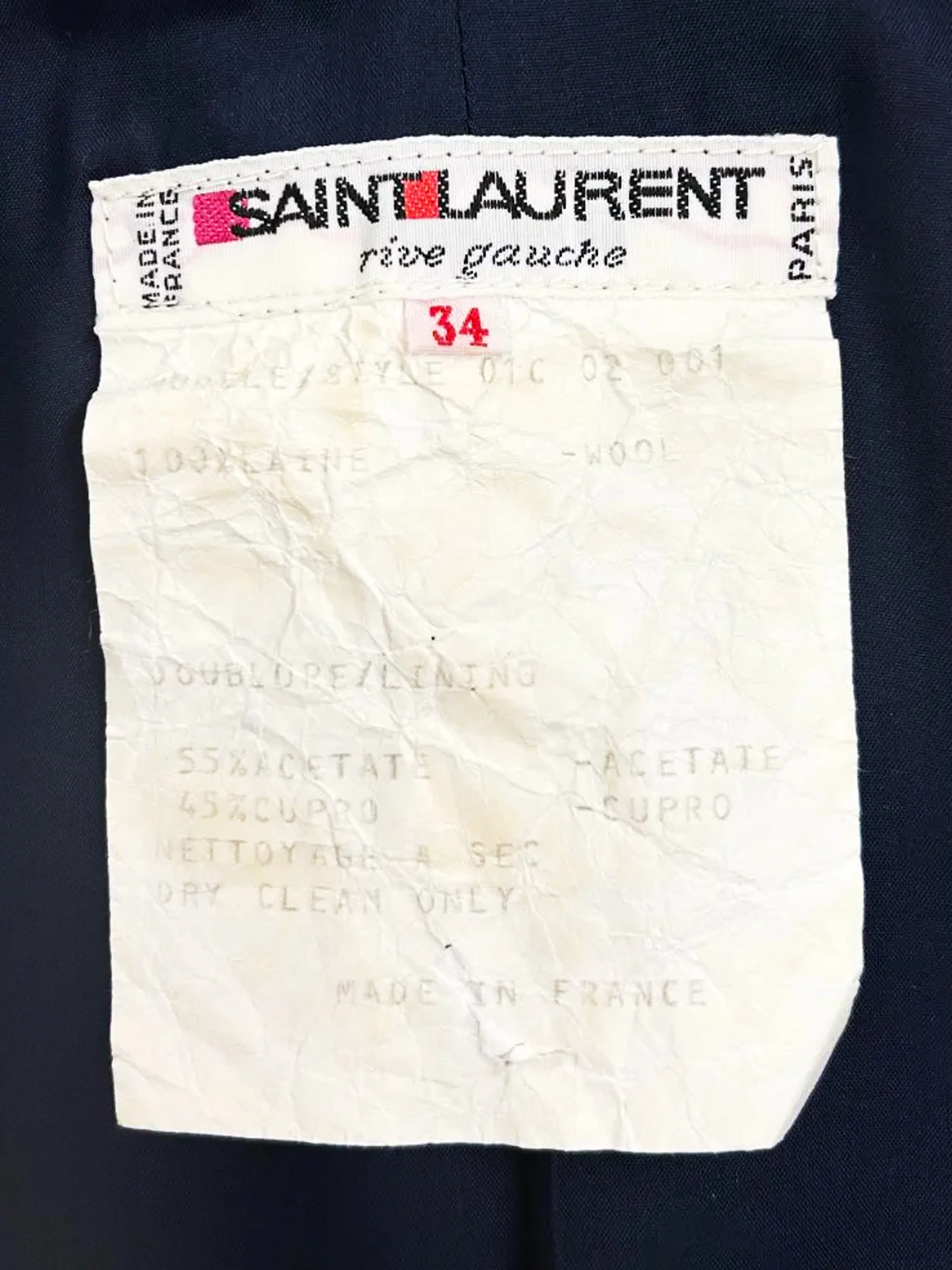 Saint Laurent 2000s Navy Rive Gauche Double Breasted Wool Coat - Image 4