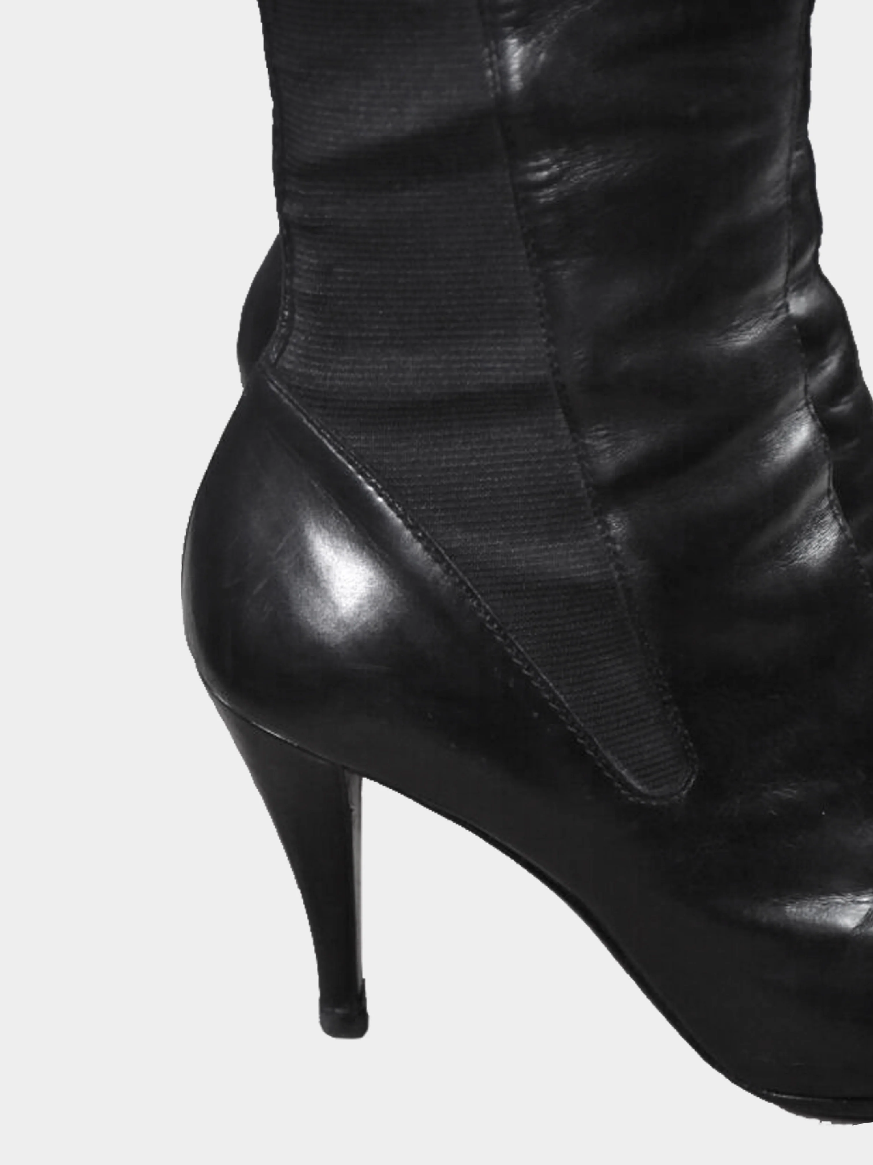 Yves Saint Laurent 2000s Rive Gauche Black Leather Boots - Image 4
