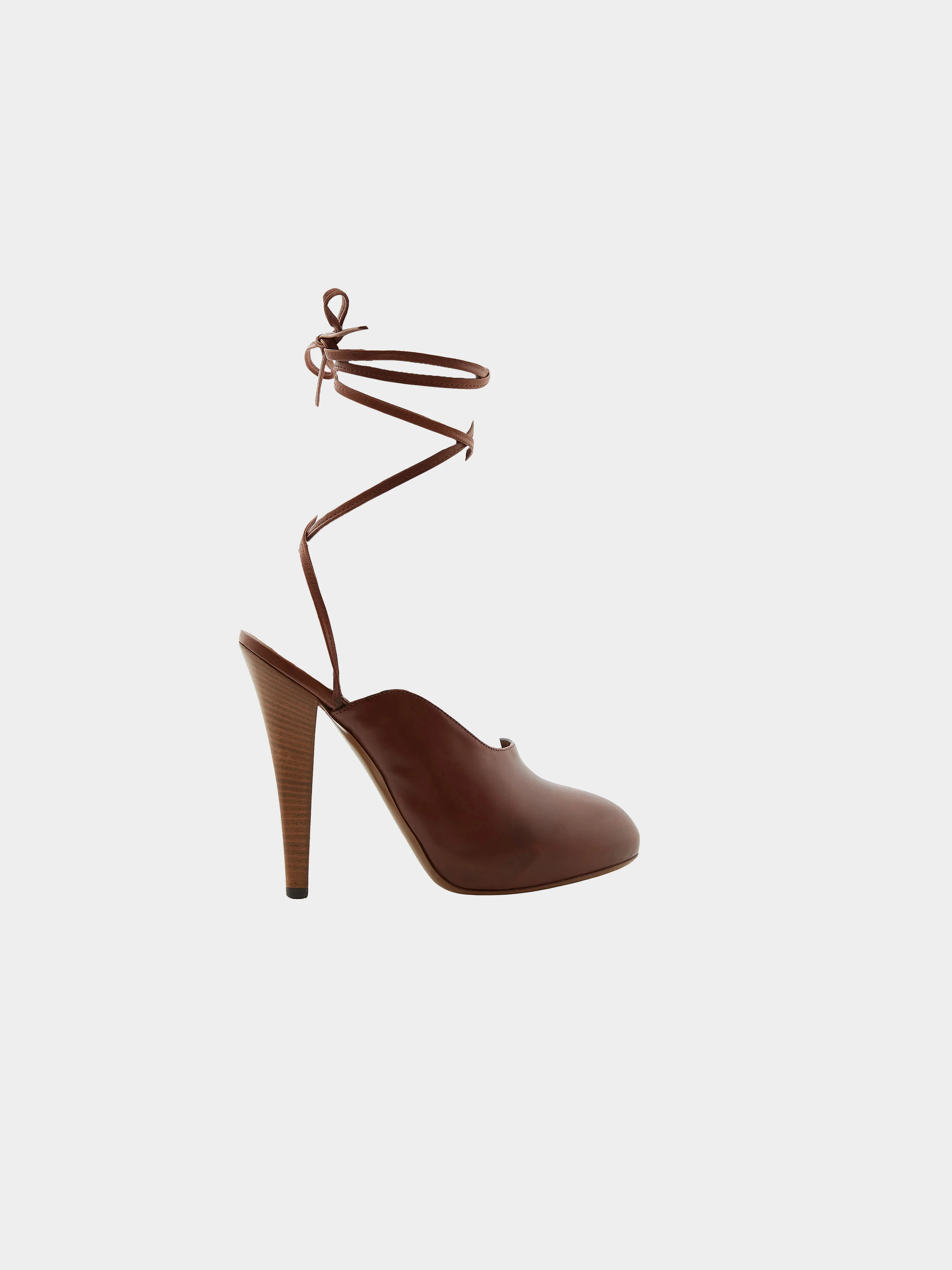 Yves Saint Laurent Resort 2010 Brown Lace-up Leather Heels - Image 3