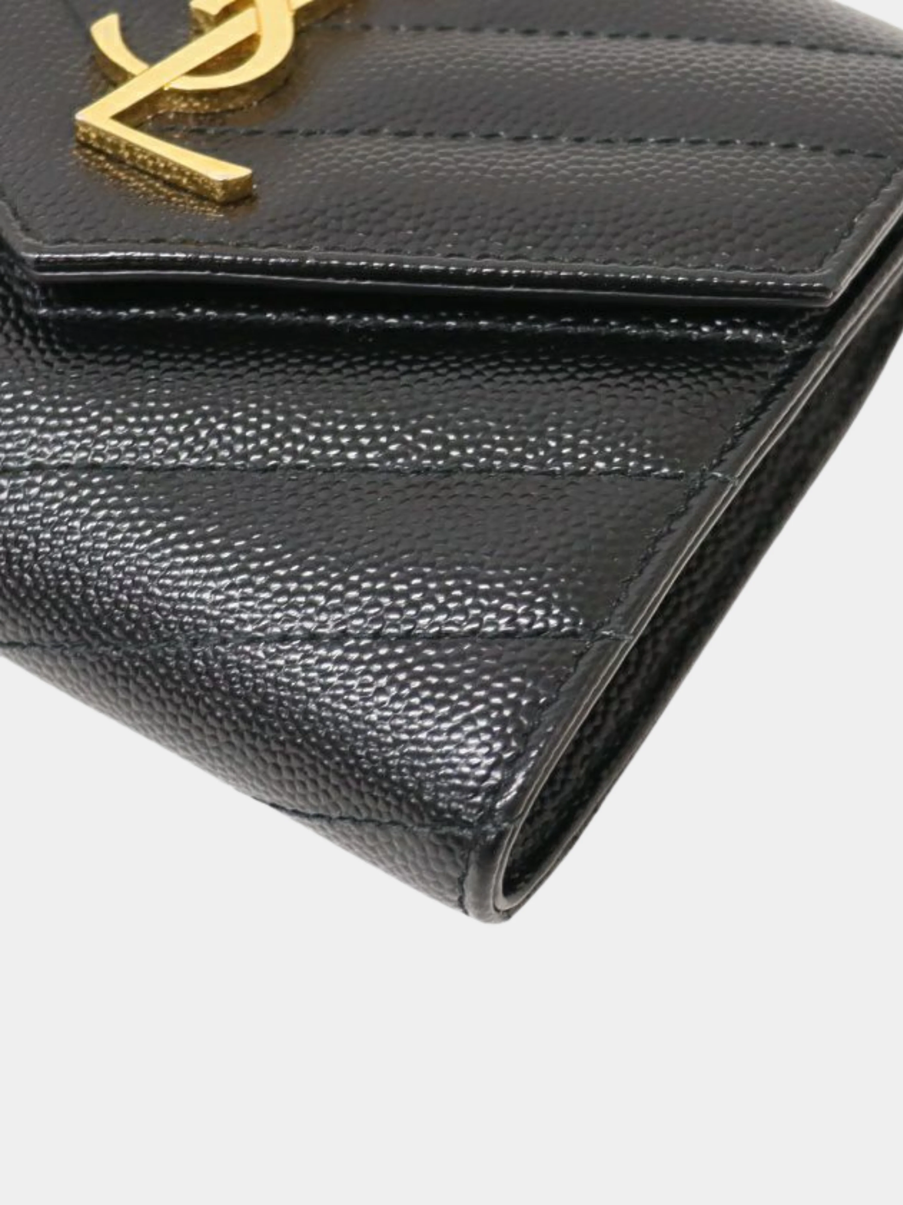 Yves Saint Laurent 2010s Black Cassandra Compact Wallet - Image 4