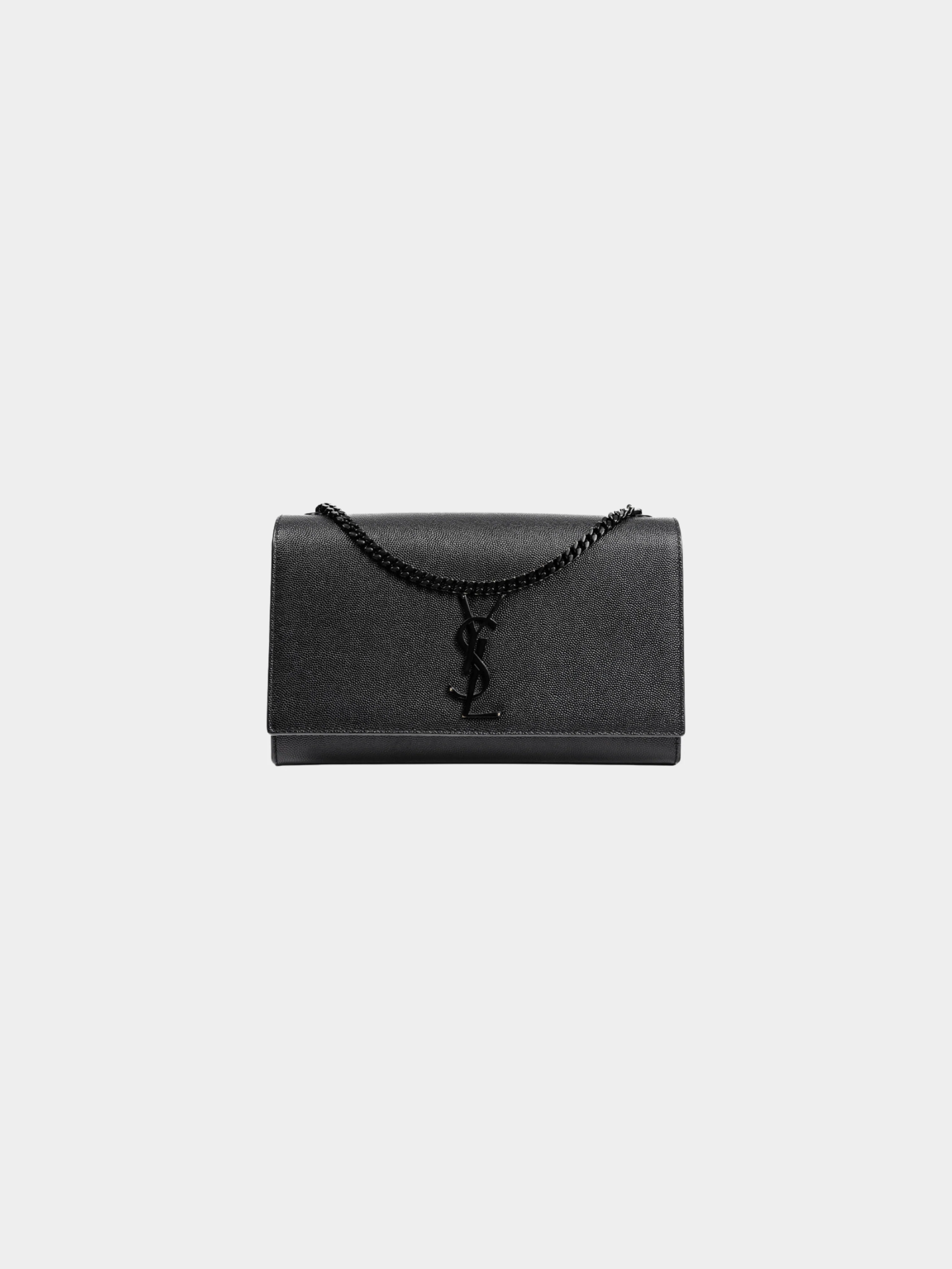 Yves Saint Laurent 2010s Black Kate Medium Grain de Poudre Embossed-Leather Shoulder Bag