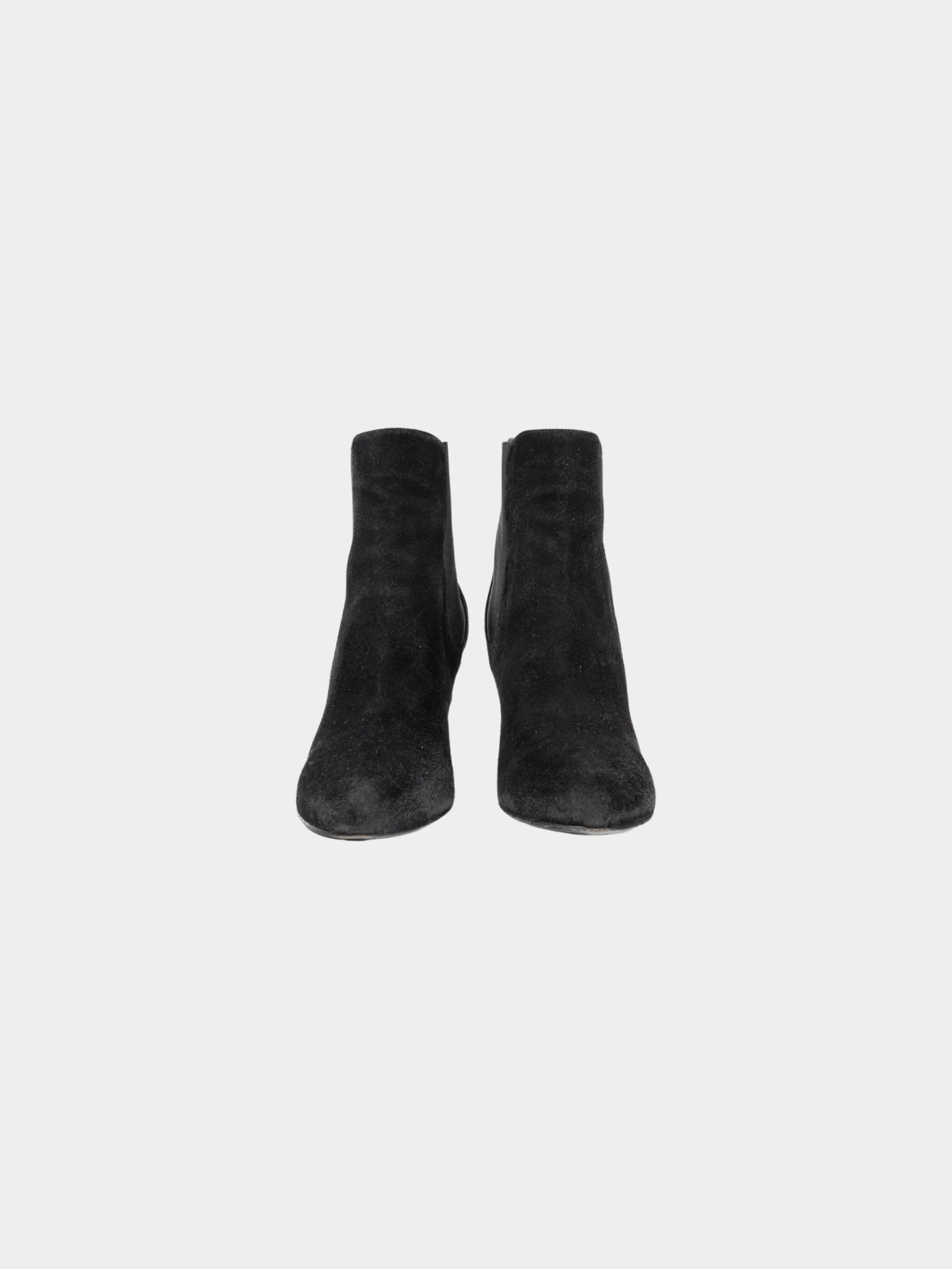 Yves Saint Laurent 2010s Black Nero Suede Chelsea Wedge Booties - Image 2