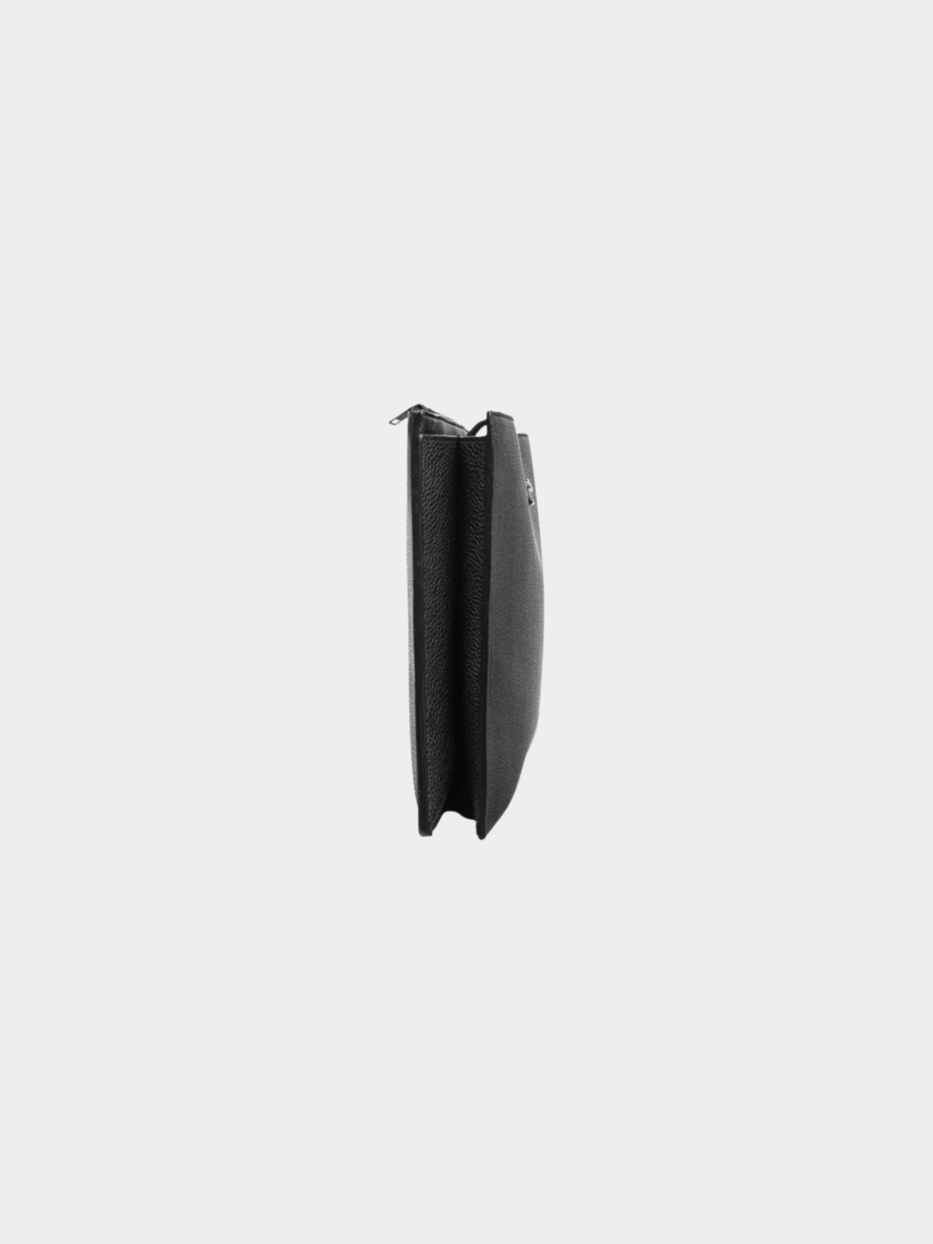 Yves Saint Laurent 2010s Black Pebbled-Leather Flat Snap-Closure Clutch - Image 2