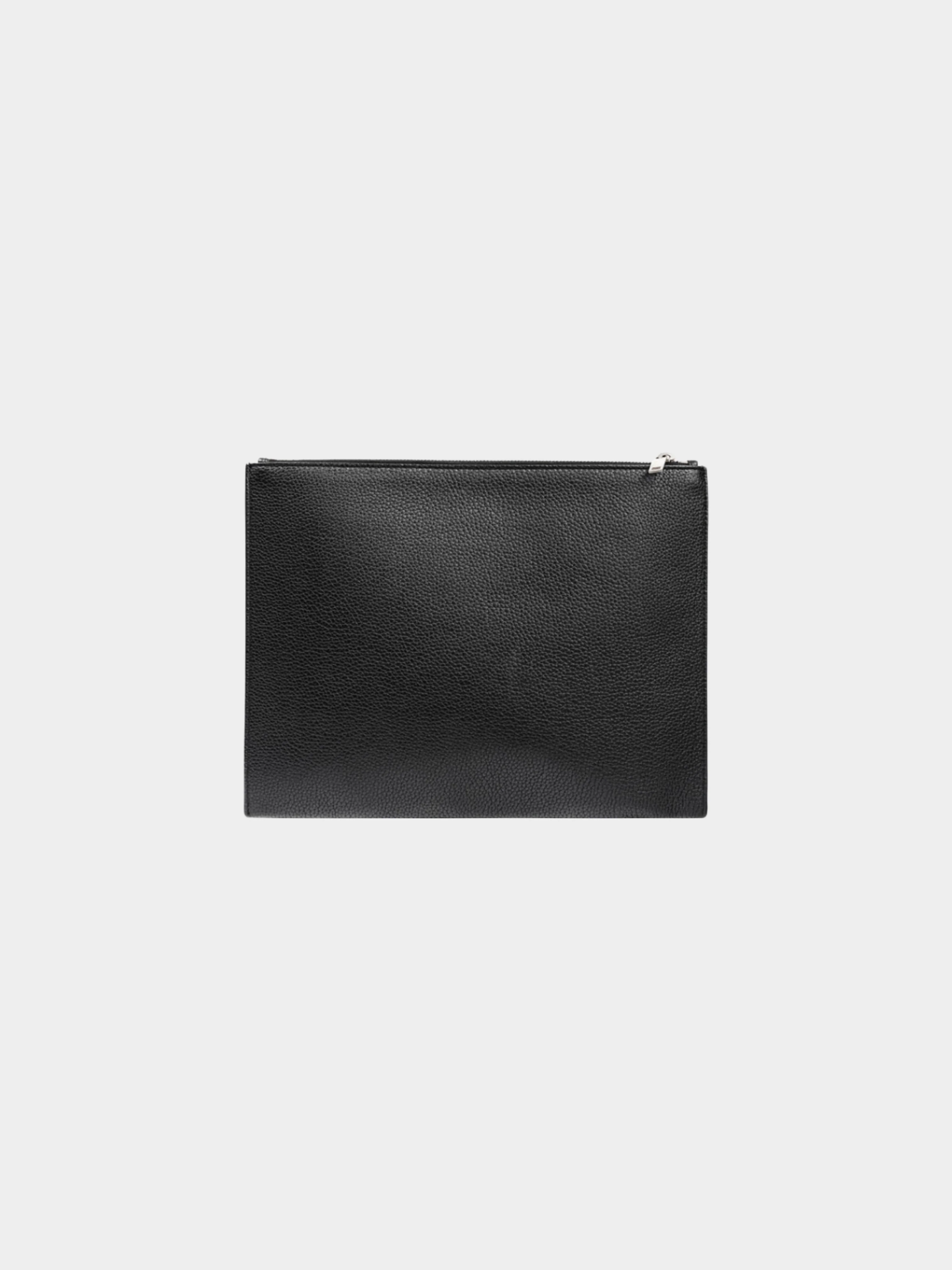 Yves Saint Laurent 2010s Black Pebbled-Leather Flat Snap-Closure Clutch - Image 3