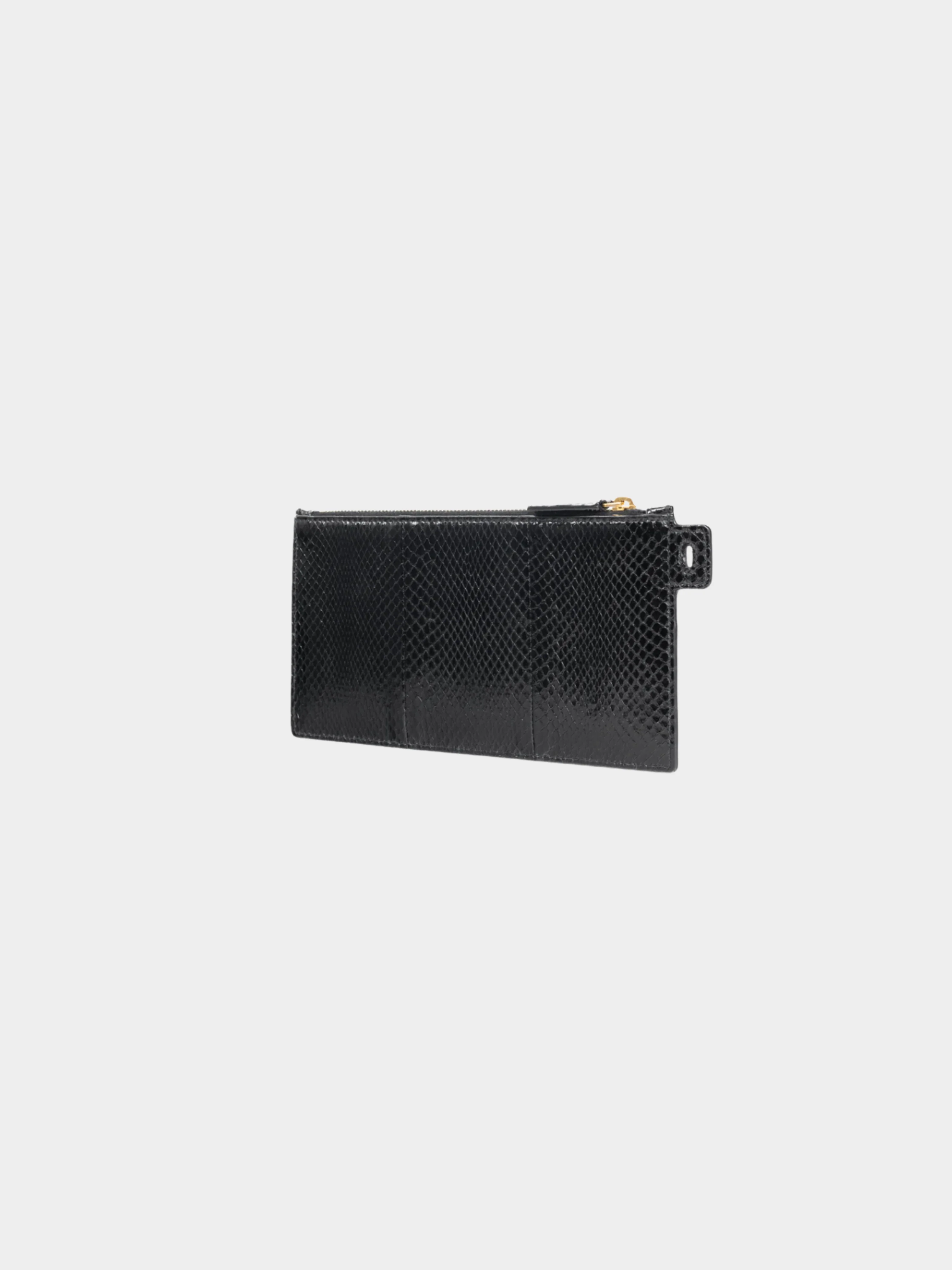 Yves Saint Laurent 2010s Black Snakeskin Flat Wallet - Image 2