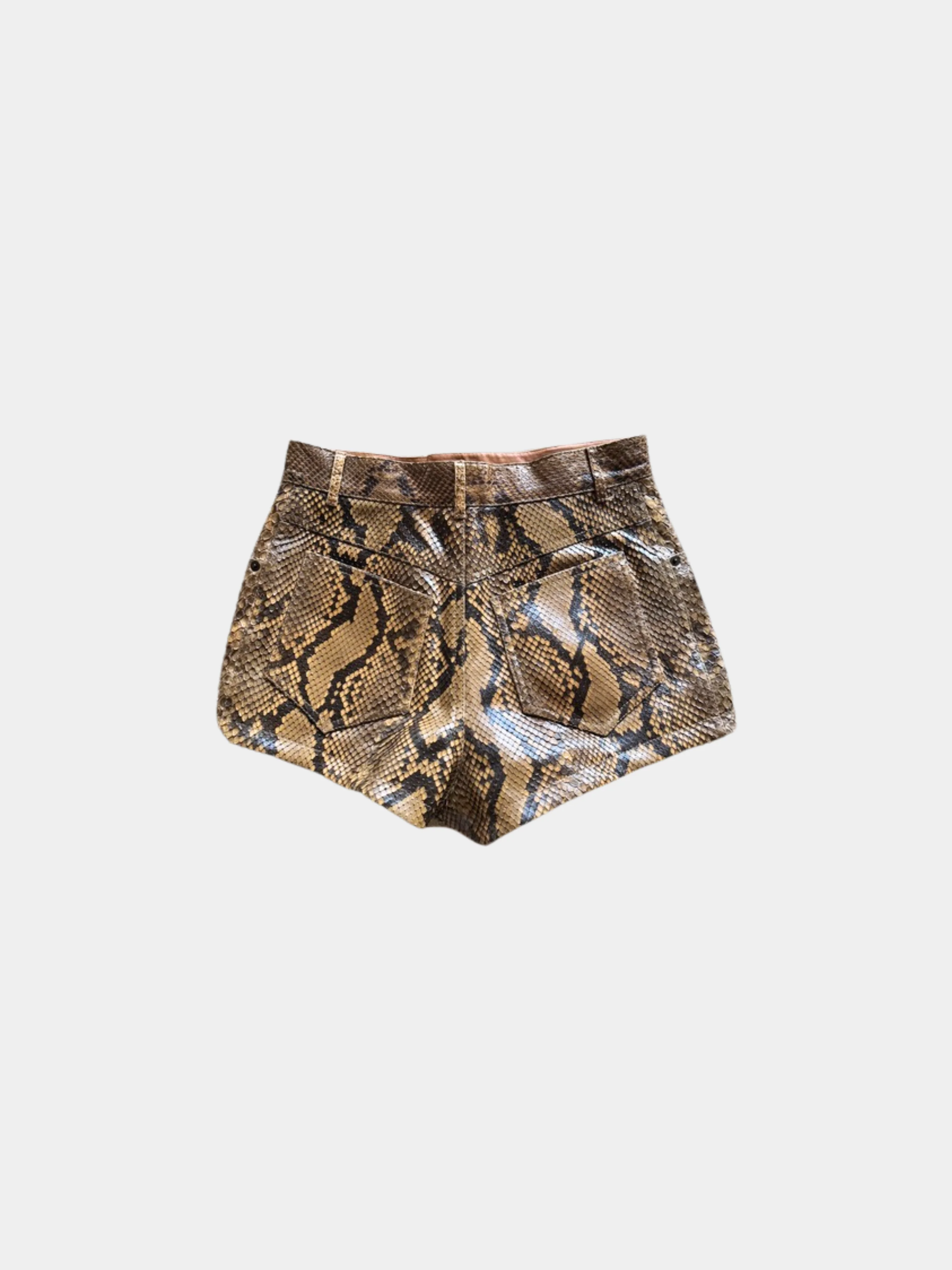 Yves Saint Laurent 2010s Brown Snakeskin Shorts - Image 2