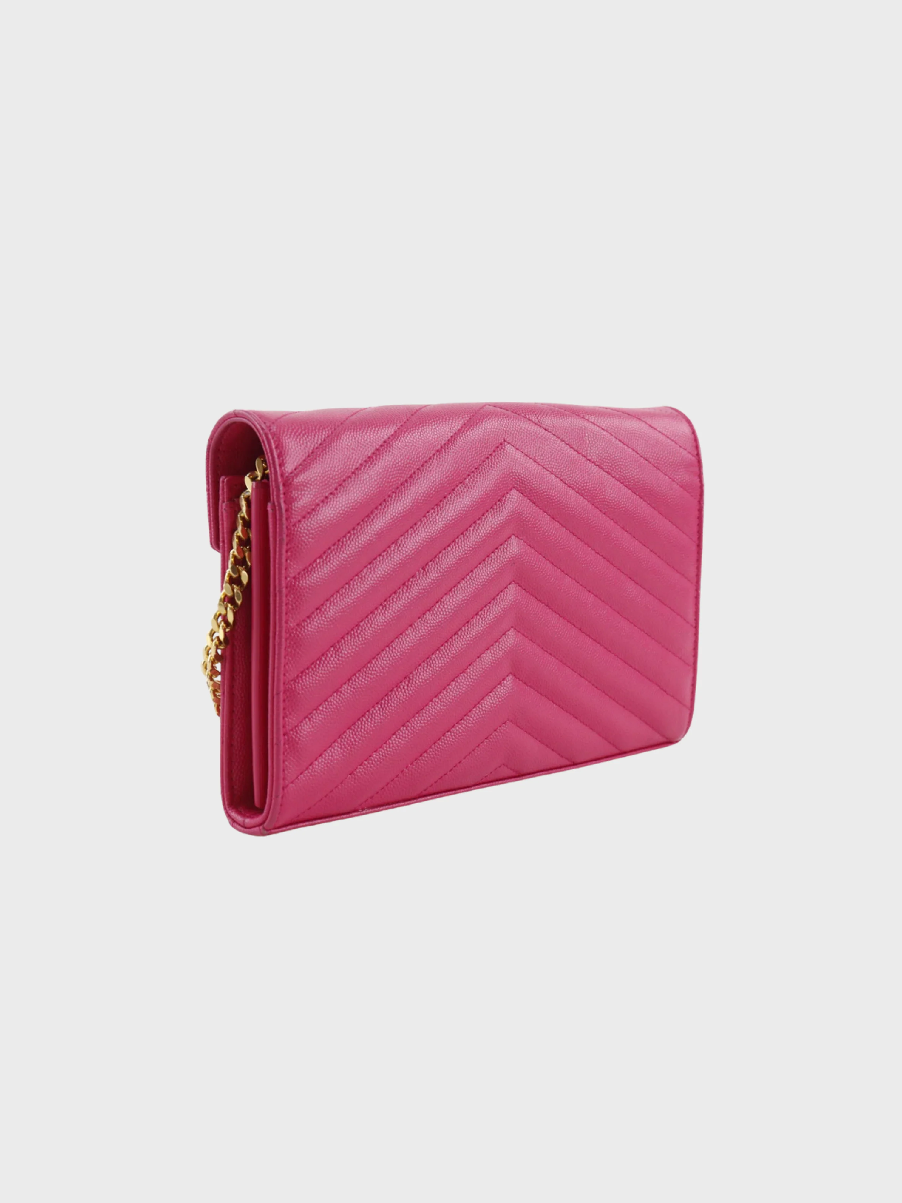 Yves Saint Laurent 2010s Pink Quilted Leather Chain Wallet - Image 2
