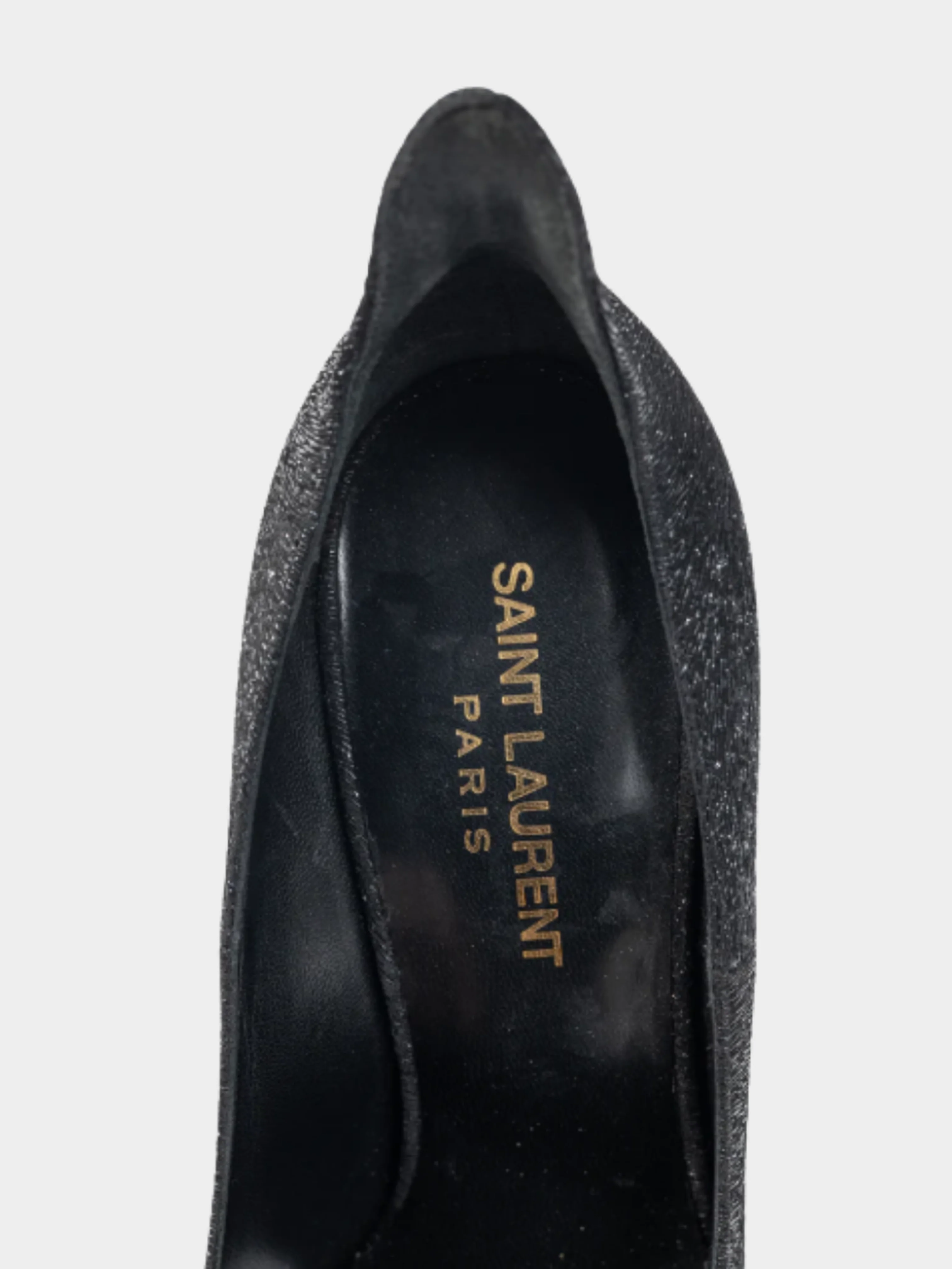 Yves Saint Laurent 2010s Thorn Black Sparkle High-Counter Pointed-Toe Pumps - Image 4