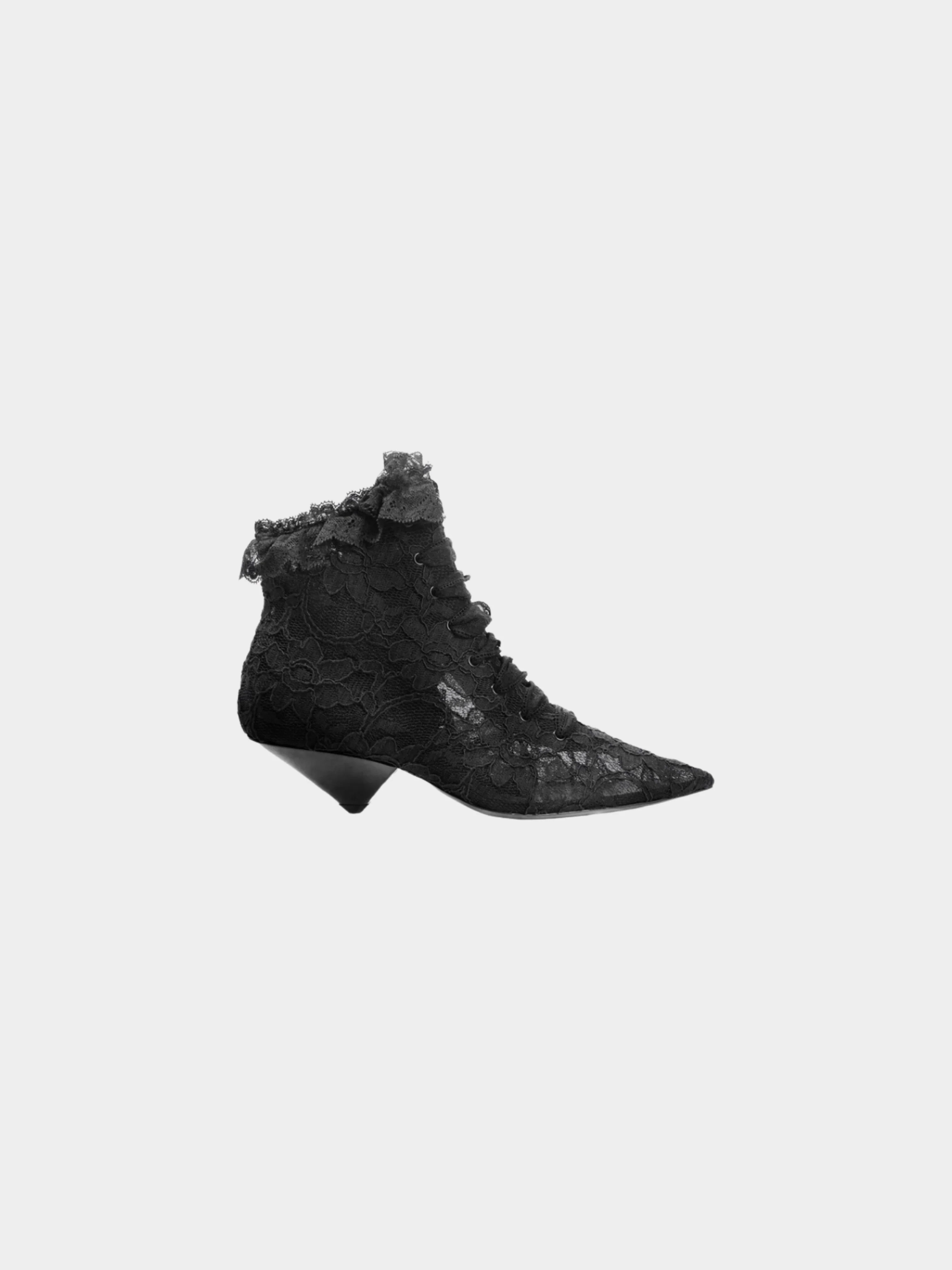 Yves Saint Laurent 2018 Blaze 45 Black Lace Lace-Up Booties