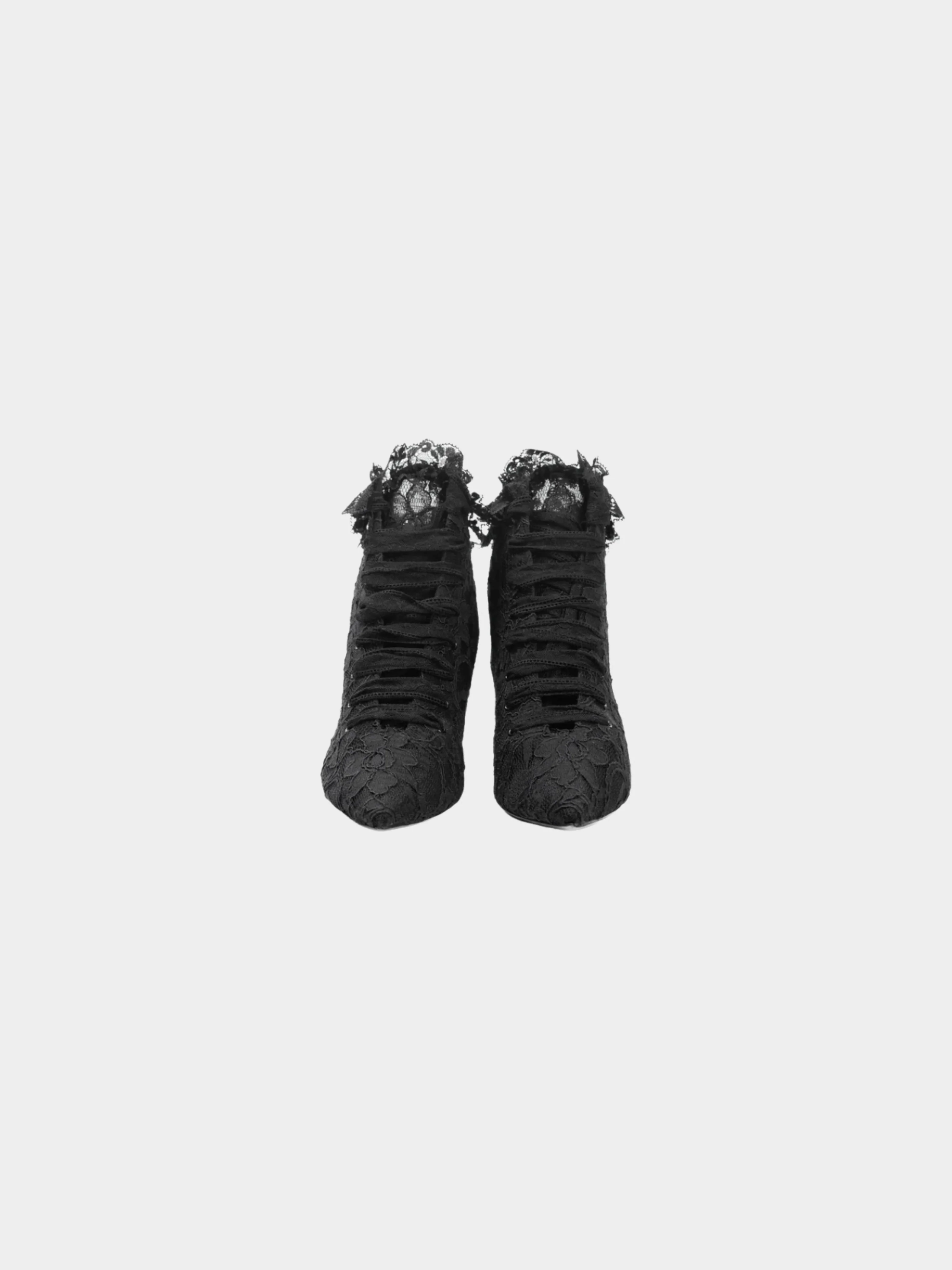 Yves Saint Laurent 2018 Blaze 45 Black Lace Lace-Up Booties - Image 2