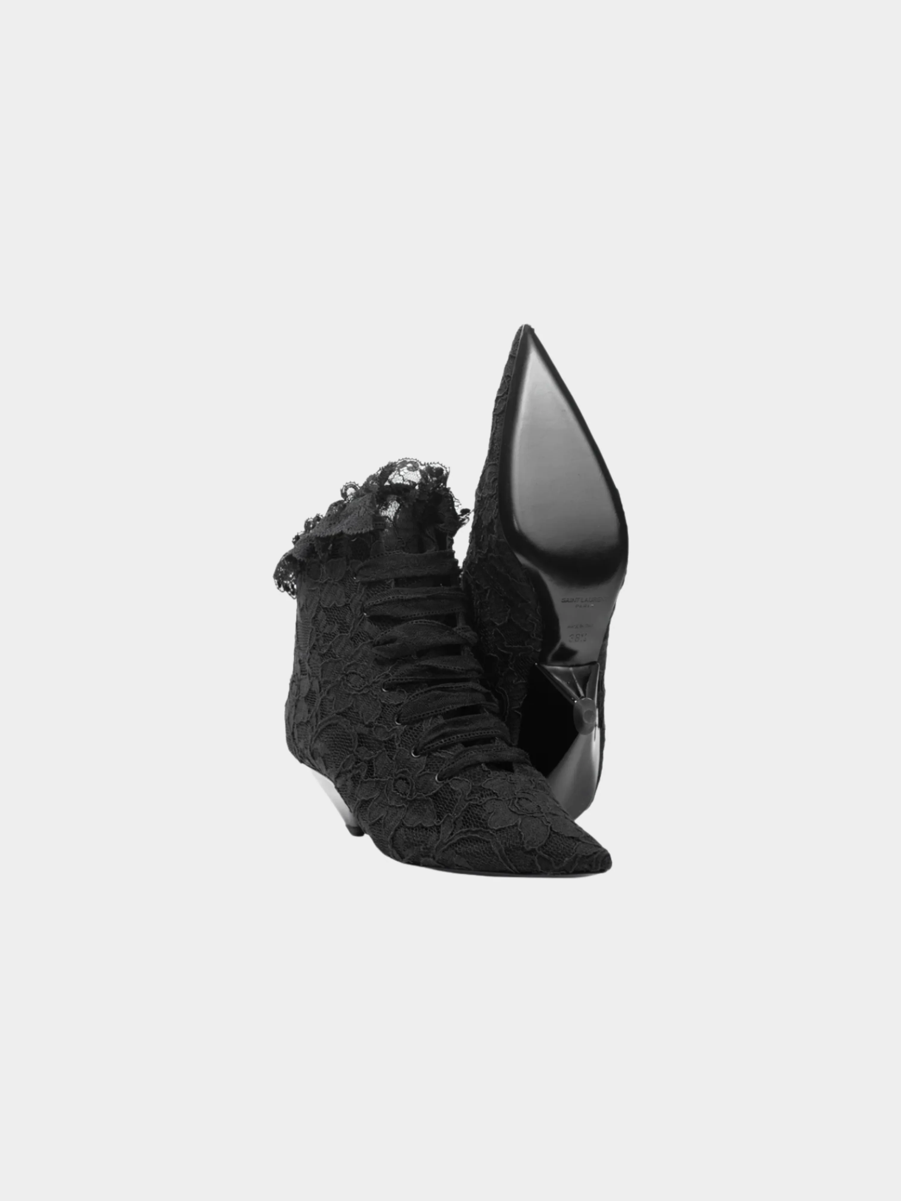 Yves Saint Laurent 2018 Blaze 45 Black Lace Lace-Up Booties - Image 3