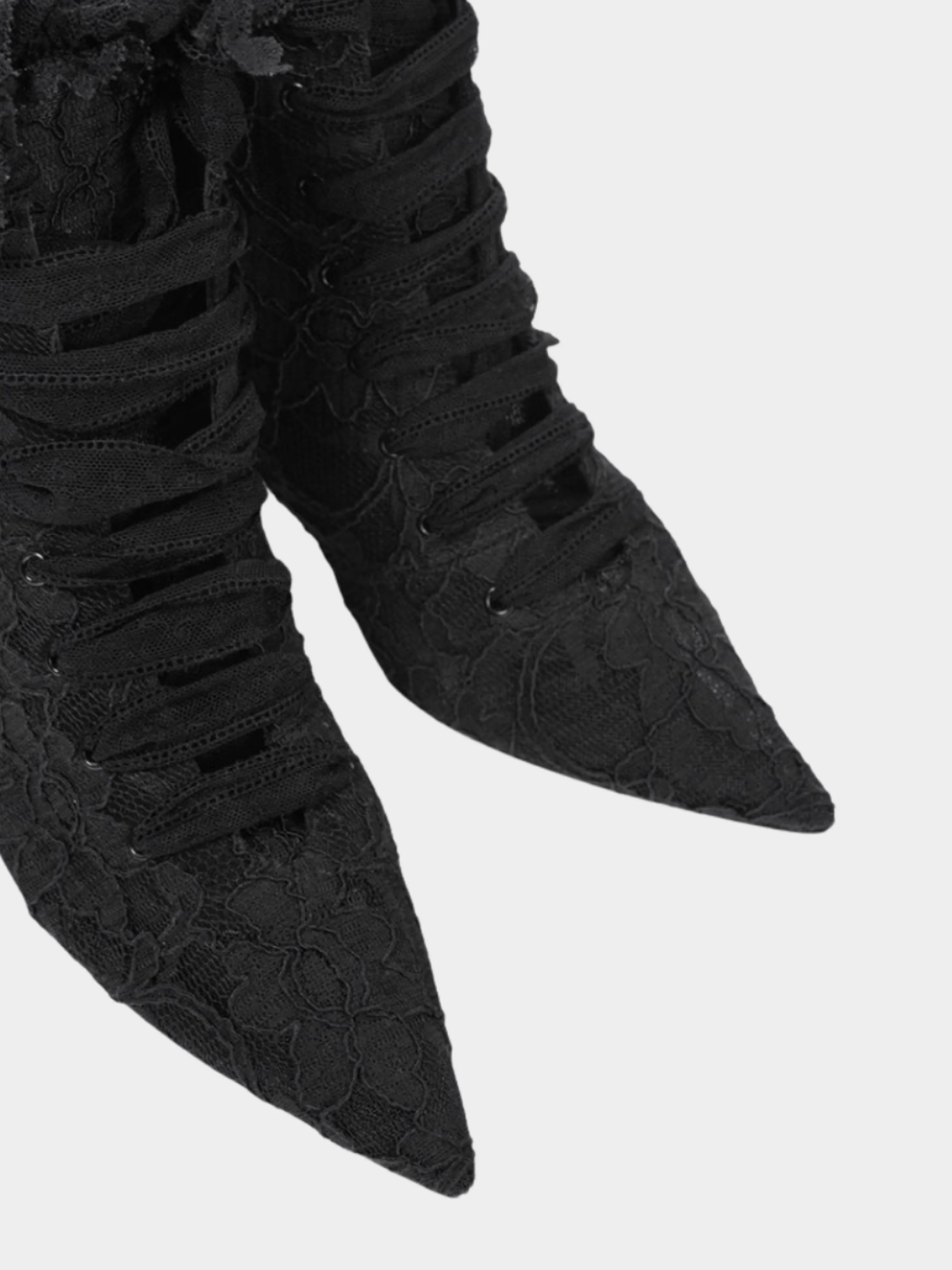 Yves Saint Laurent 2018 Blaze 45 Black Lace Lace-Up Booties - Image 4