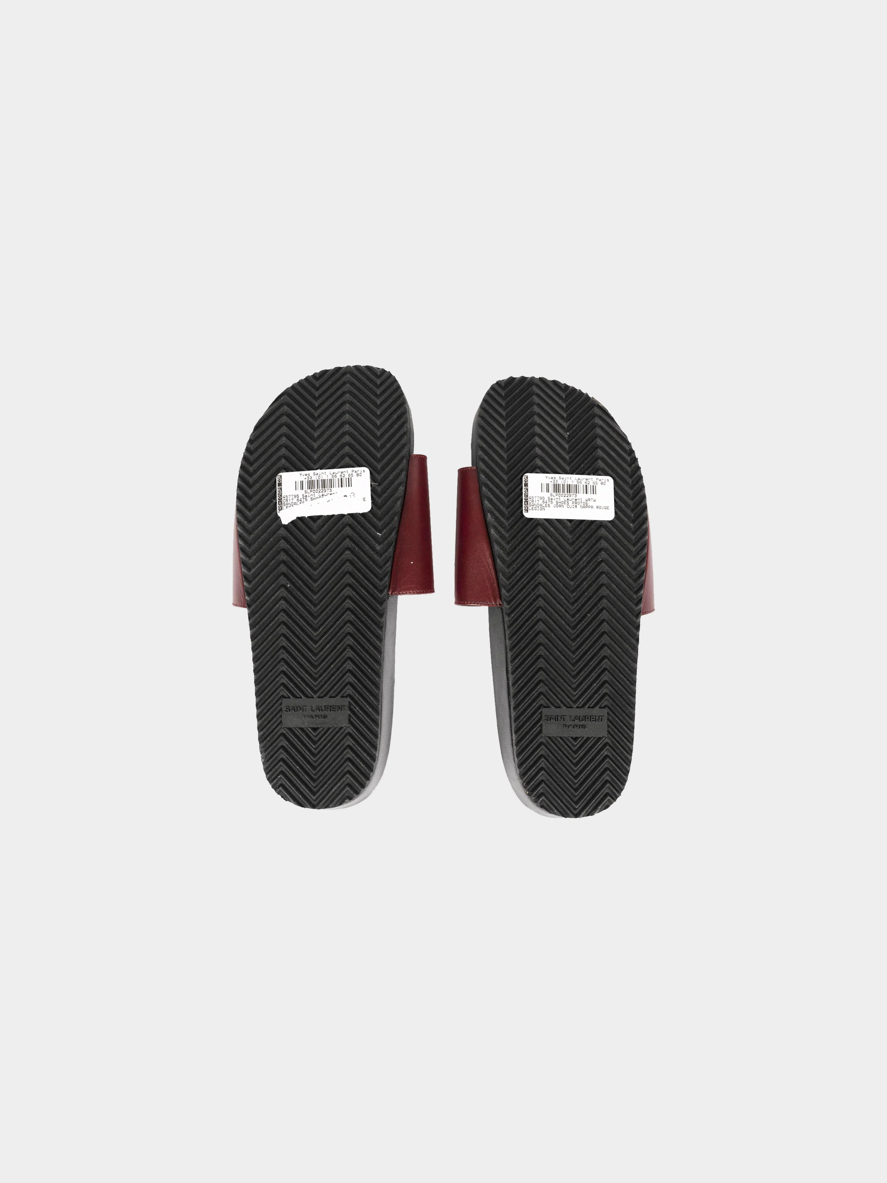 Yves Saint Laurent 2020s Black and Burgundy Leather Slide Sandals - Image 3