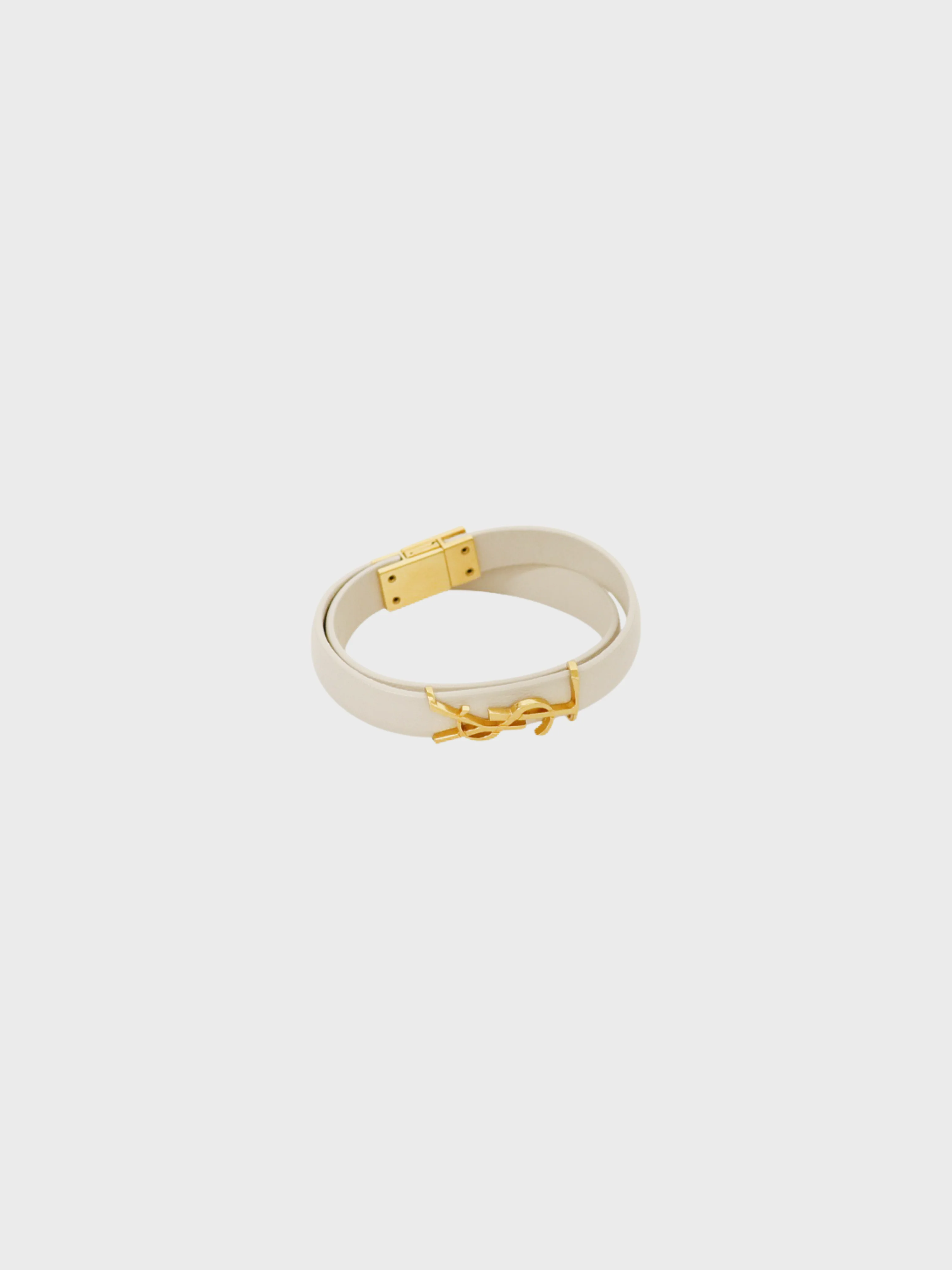 Yves Saint Laurent 2020s Ivory Gold Opyum Double Loop Leather Bracelet