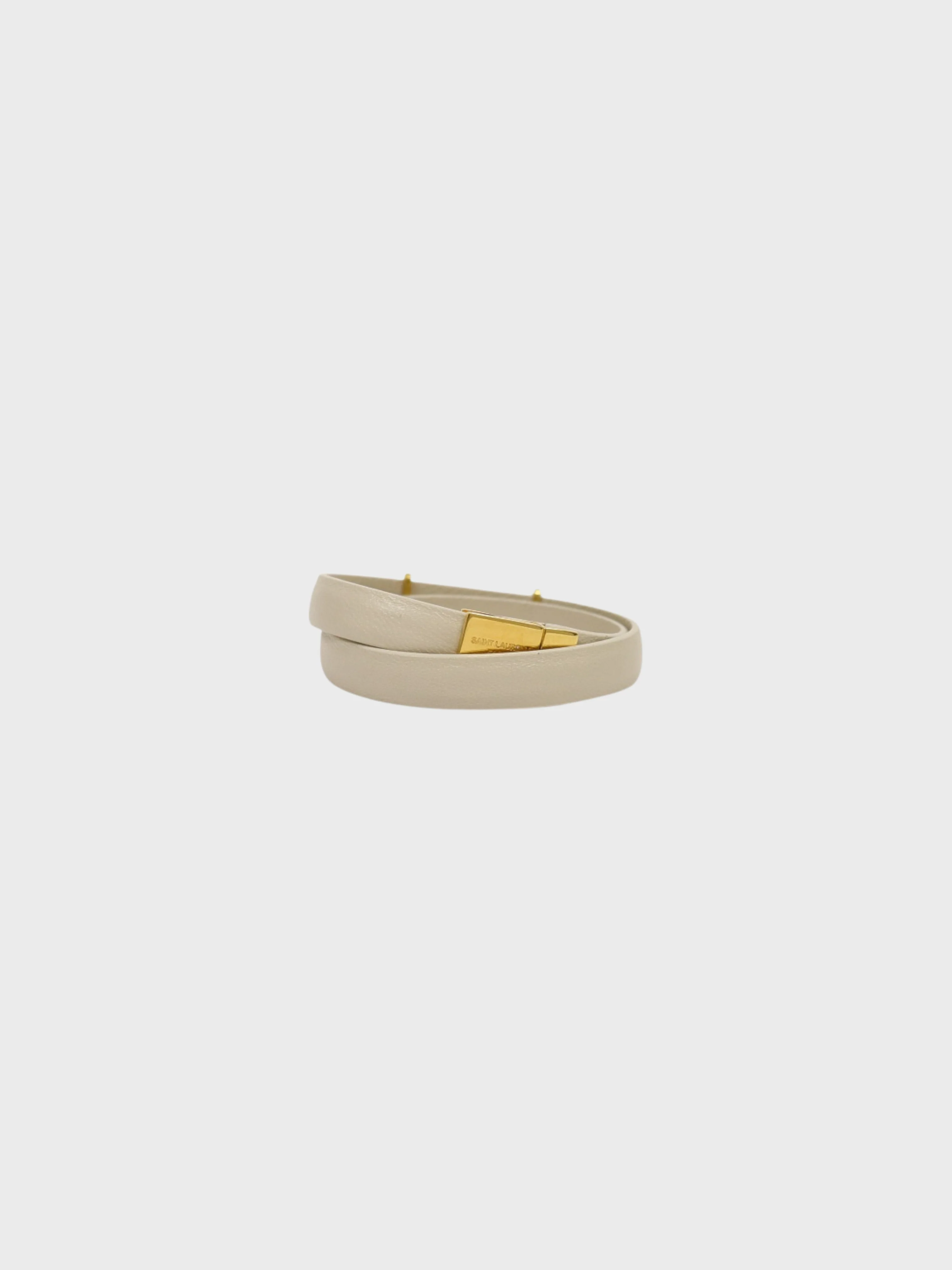 Yves Saint Laurent 2020s Ivory Gold Opyum Double Loop Leather Bracelet - Image 2
