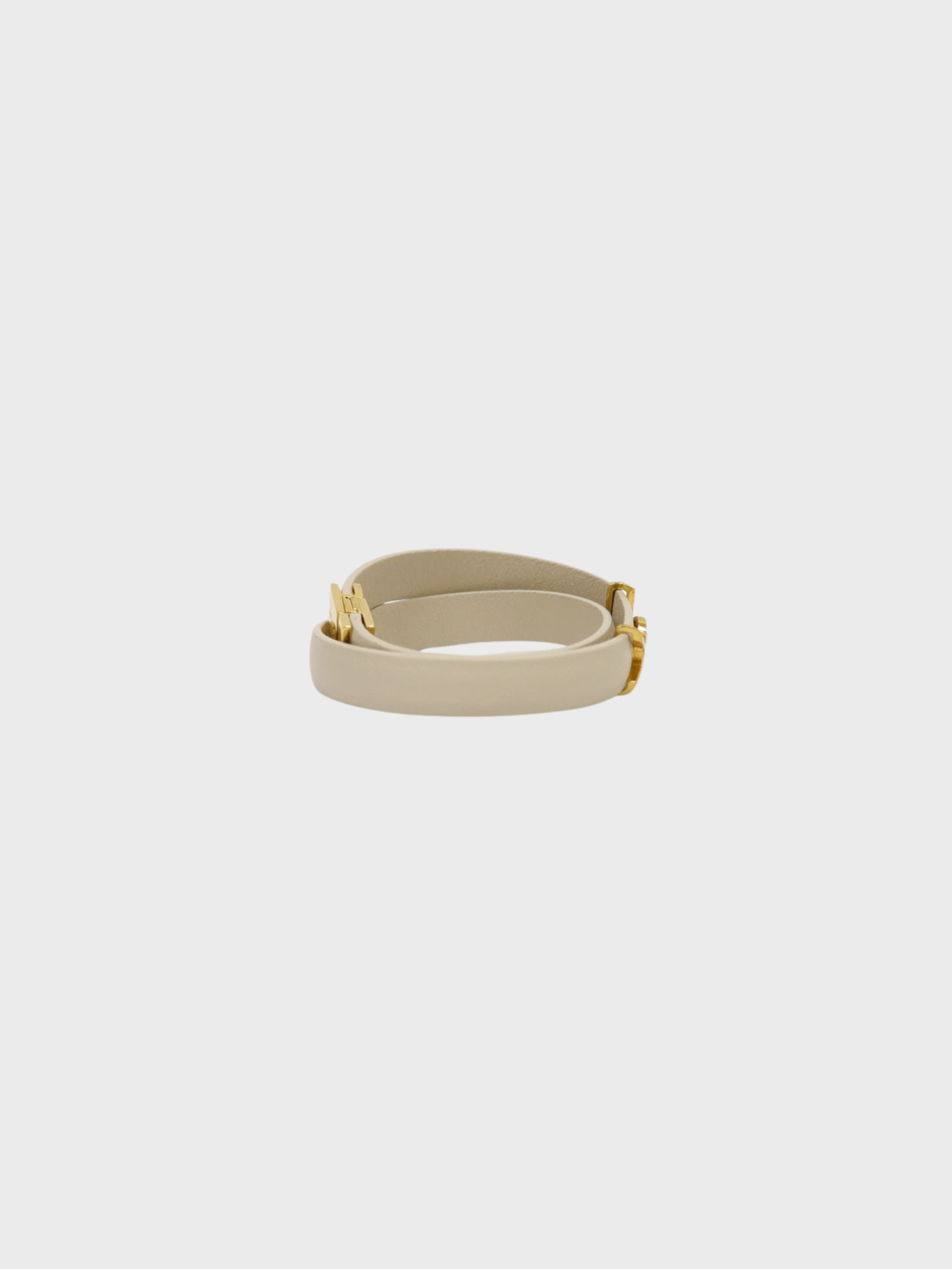 Yves Saint Laurent 2020s Ivory Gold Opyum Double Loop Leather Bracelet - Image 3