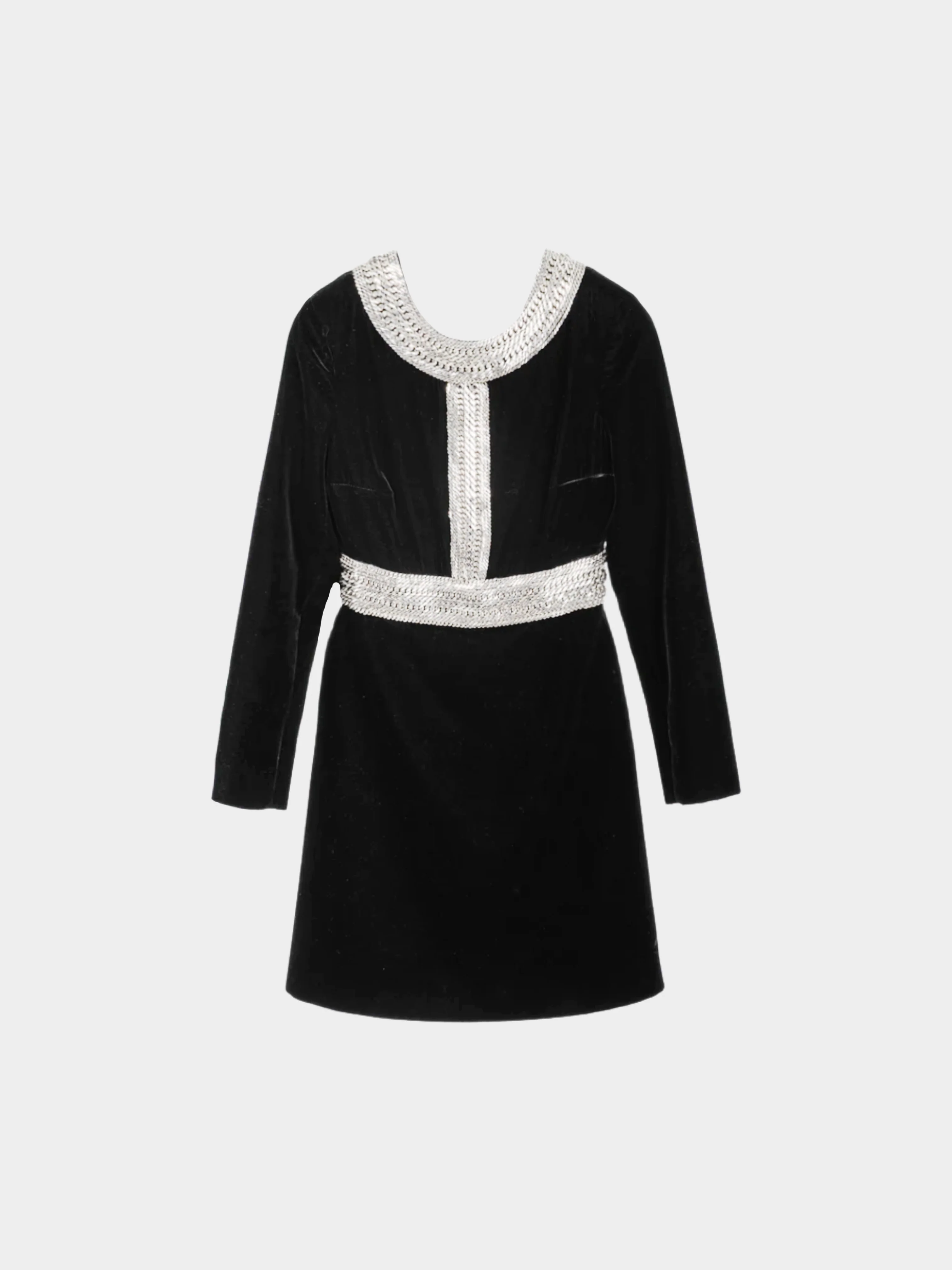 Yves Saint Laurent AW 2014 Runway Black Velvet Chain-Embellished Mini Dress