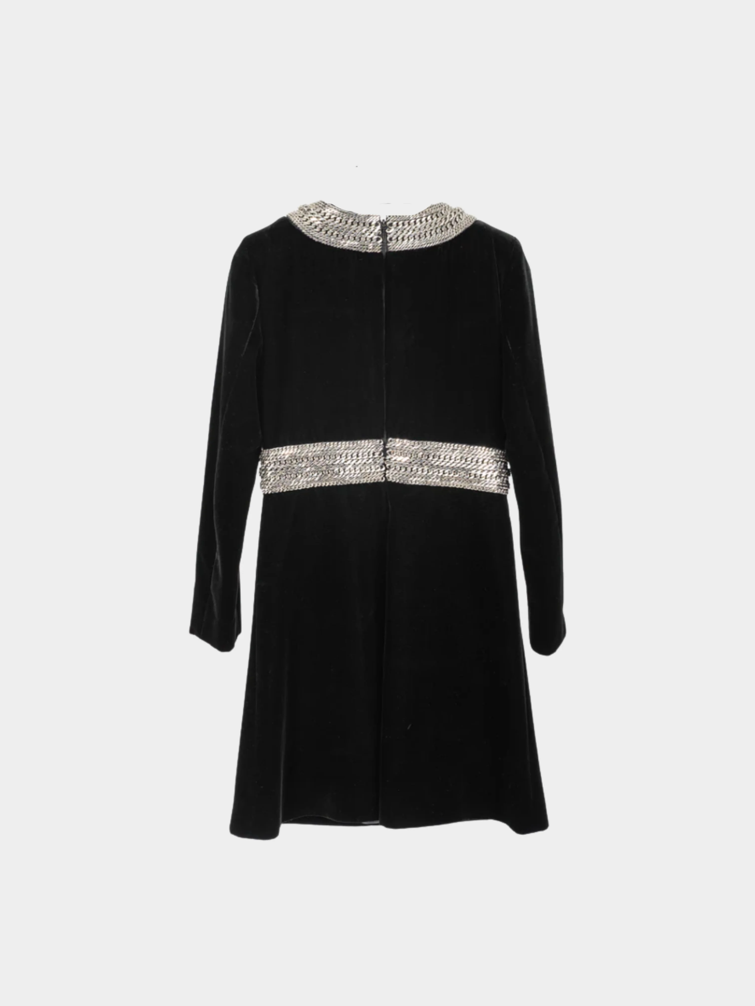 Yves Saint Laurent AW 2014 Runway Black Velvet Chain-Embellished Mini Dress - Image 2