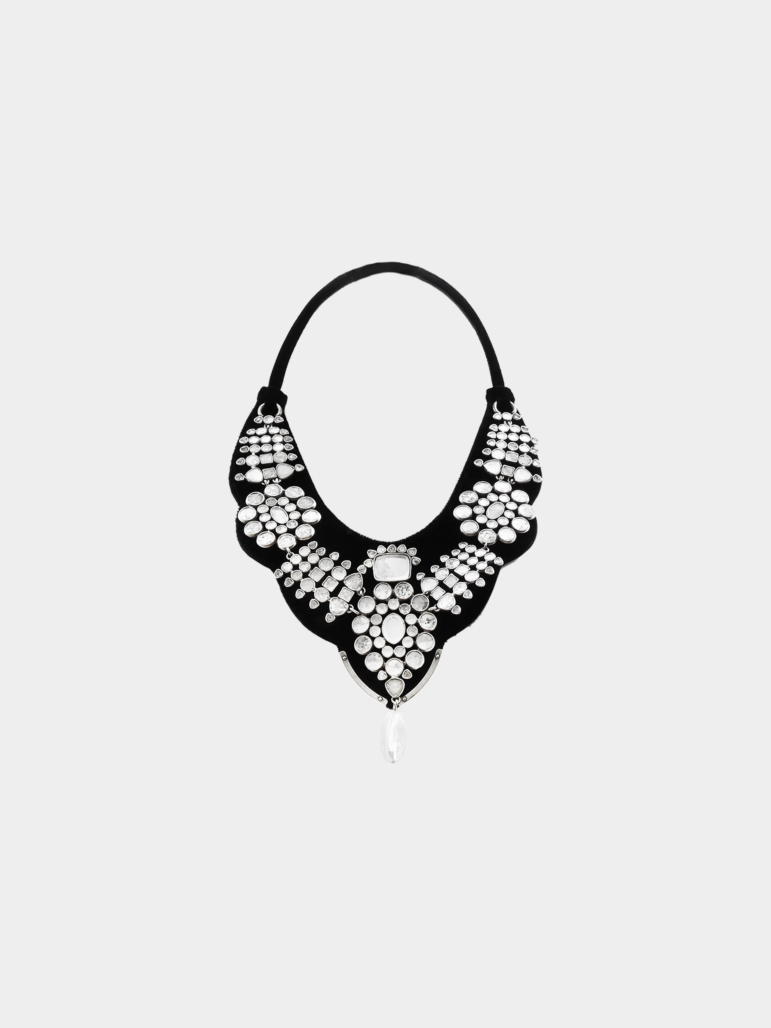 Yves Saint Laurent FW 2002 Rocca Crystal Collier Velvet Breastplate