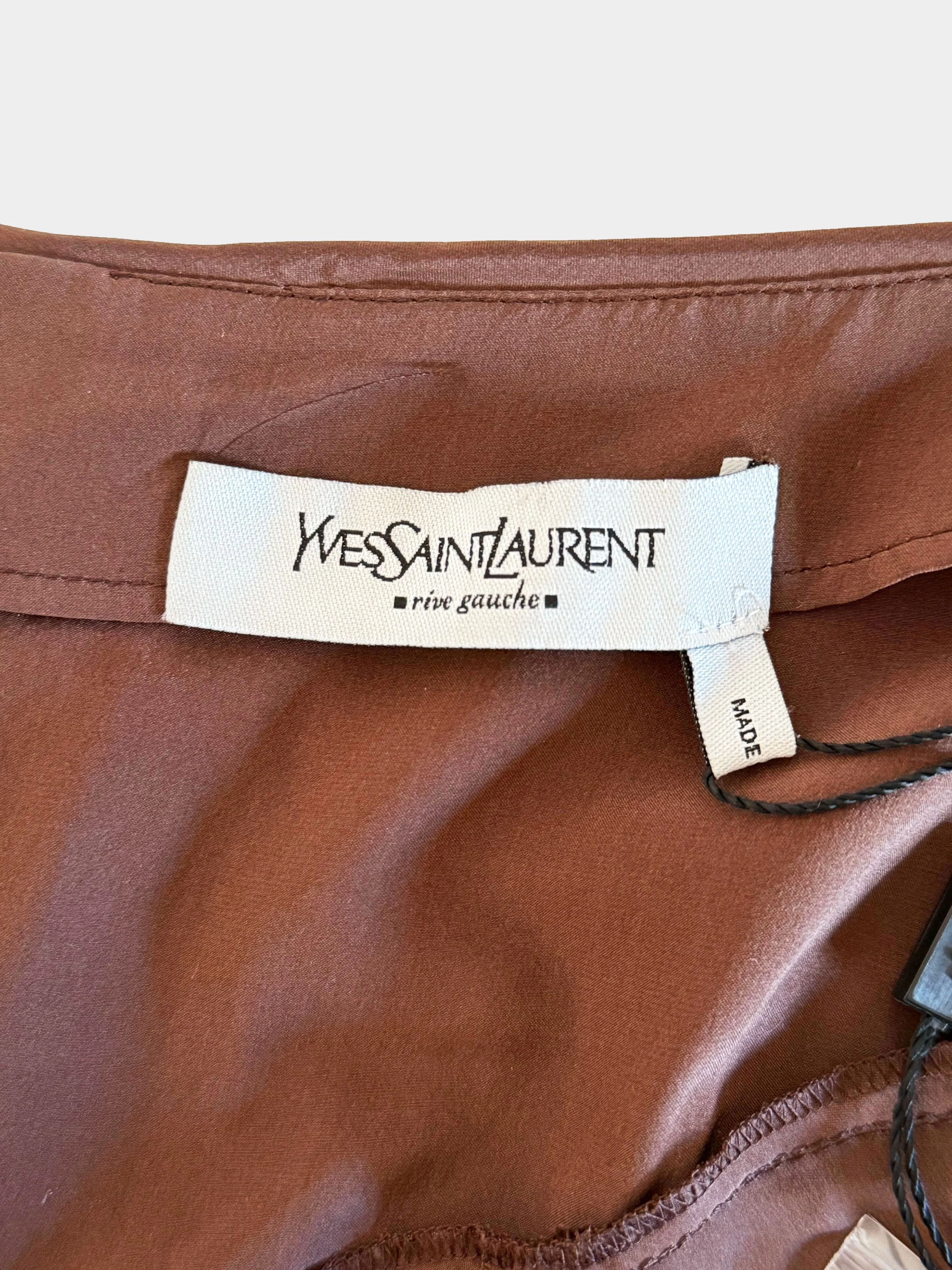 Yves Saint Laurent Rive Gauche SS 2003 Runway Brown Ruffled Silk Skirt - Image 3