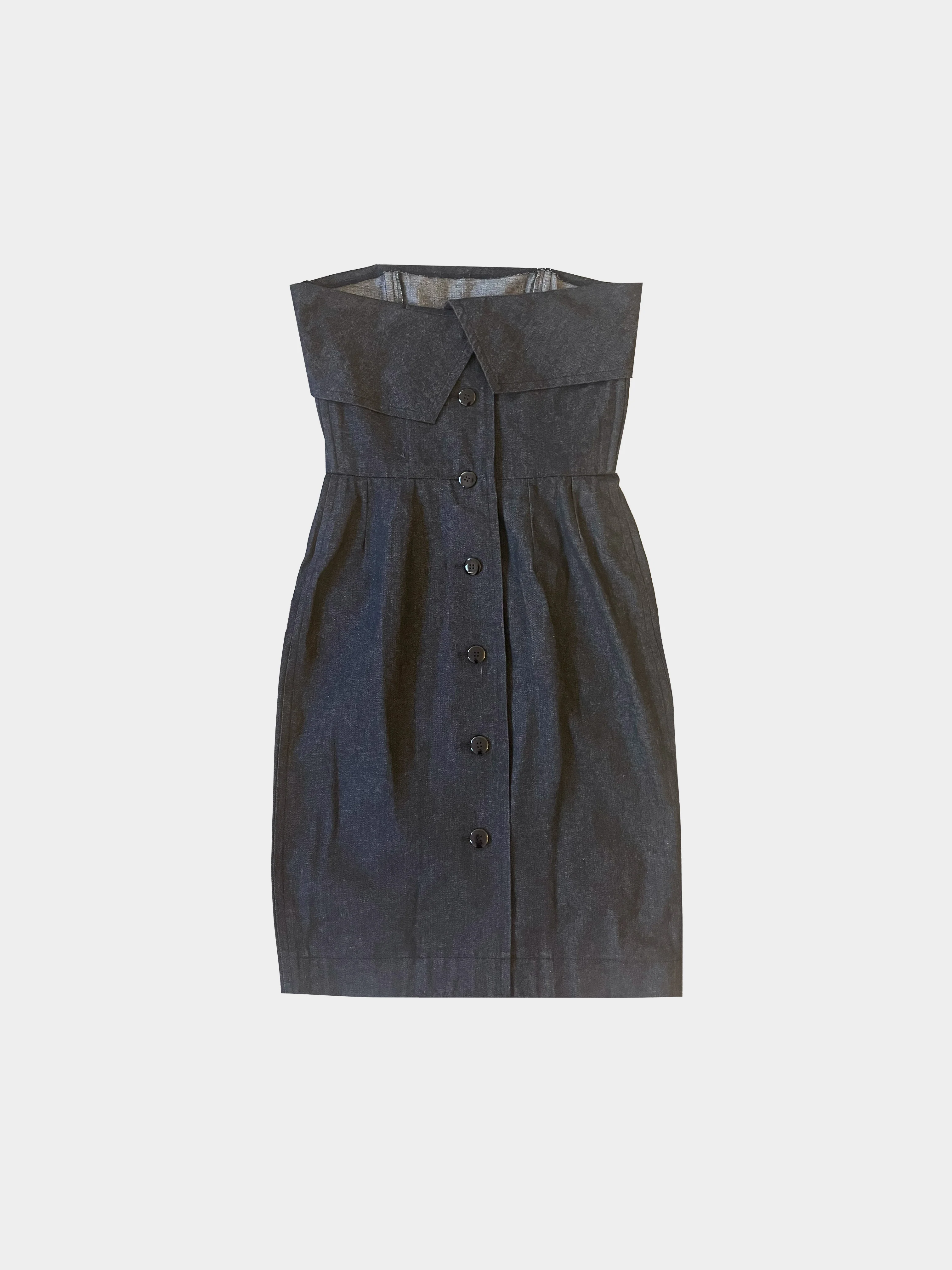 Yves Saint Laurent SS 1987 Strapless Denim Dress - Image 2