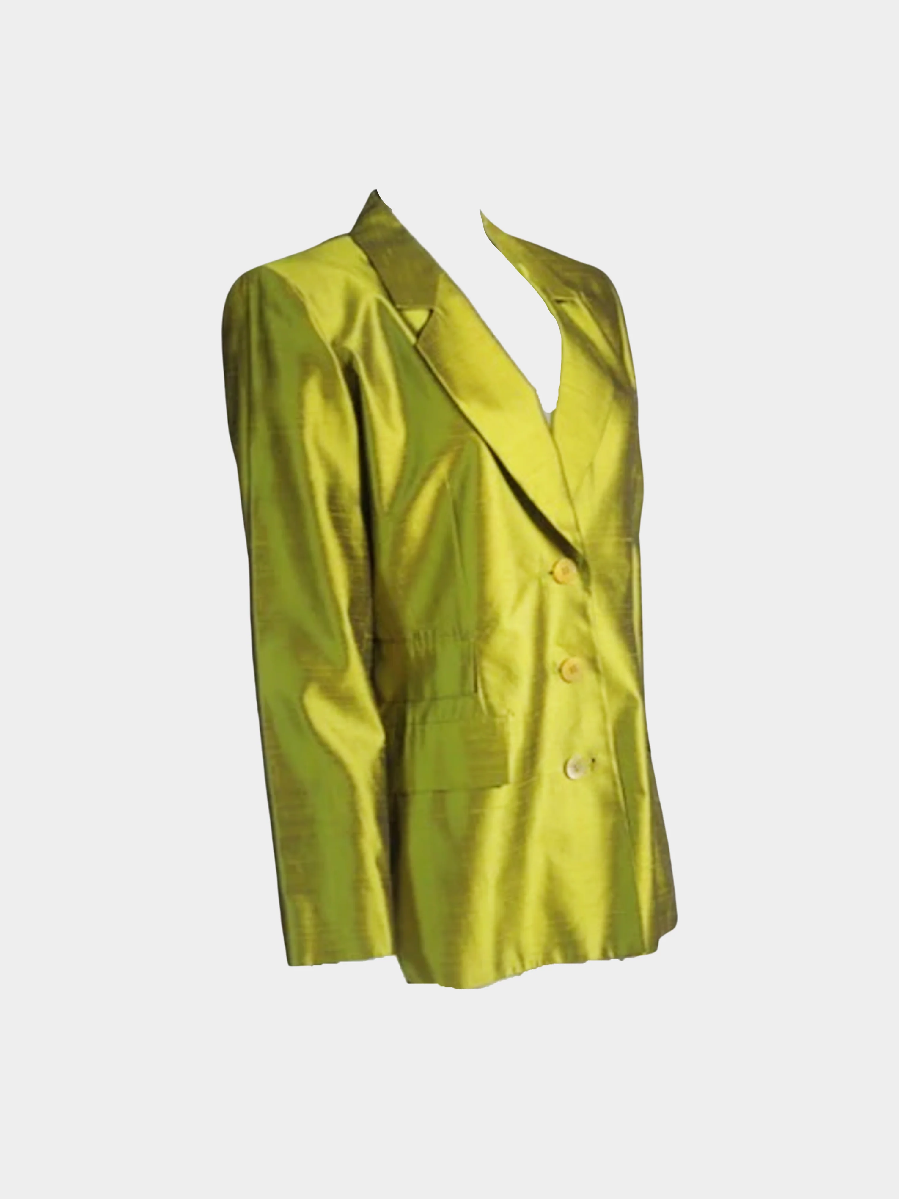 Yves Saint Laurent SS 1999 Yellow Lime Silk Jacket - Image 2