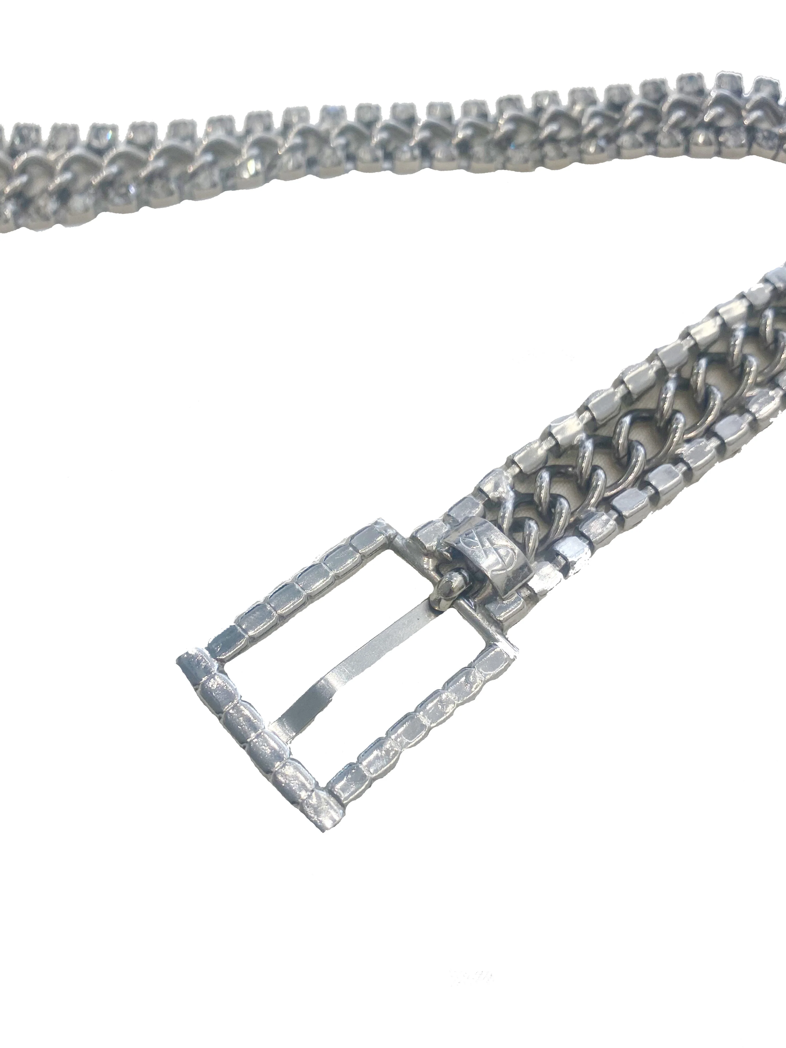 Yves Saint Laurent 2010s Vintage Silver Sparkle Belt - Image 3